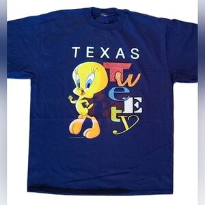 Vtg 1993 Looney Tunes Tweety Big Print Texas Tourist T-Shirt Size (XL)